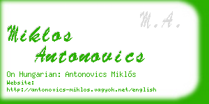 miklos antonovics business card