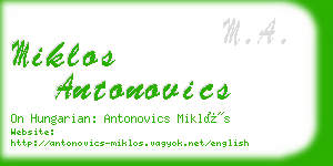 miklos antonovics business card